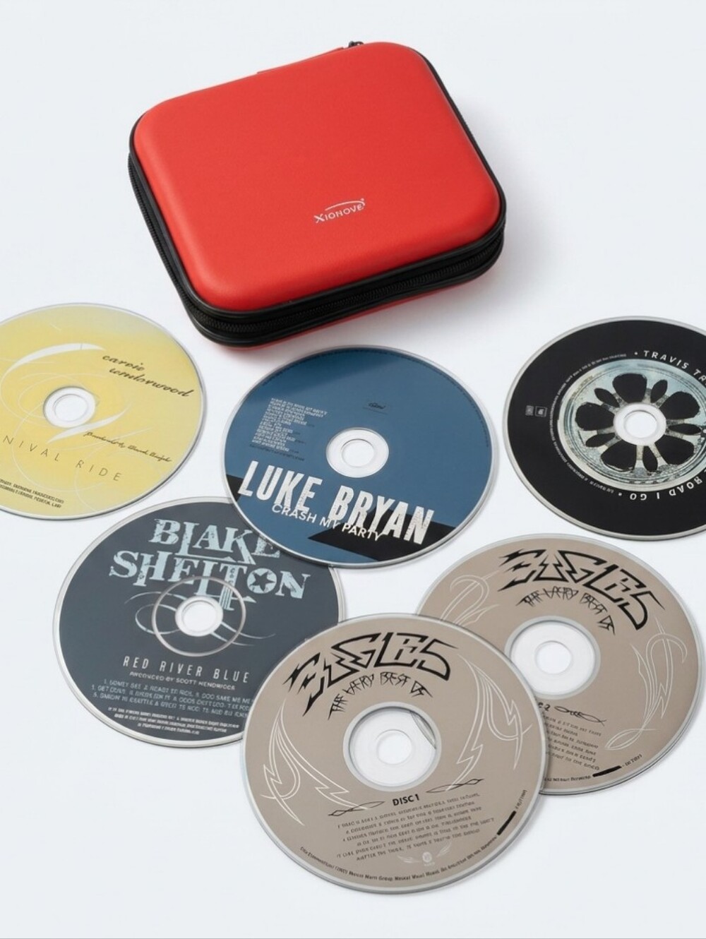 Red Portable CD Case - Includes 6 Cds + Barry Manilow Freebie